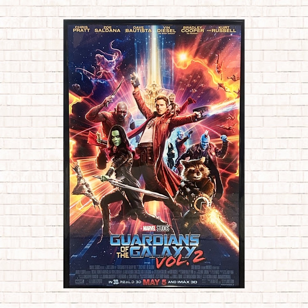Guardians of the Galaxy Vol. 2 Marvel Movie Poster WITH FRAME 13” x 19” EUC OBO